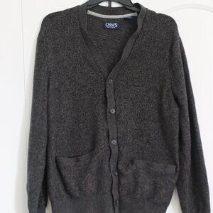 Men's Chaps Grey Button Down Cardigan Sweater 100% Cotton Medium